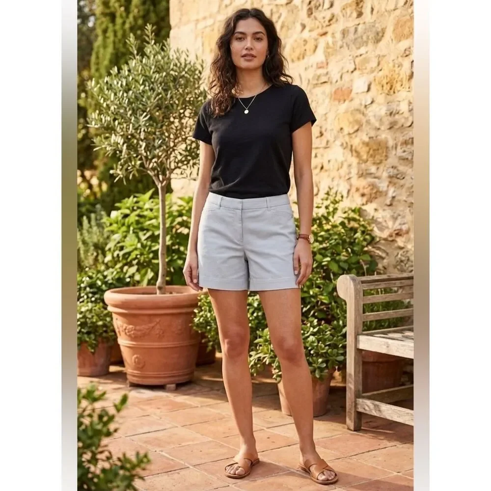 Take 50% OFF- White House Black Market Women's Light Gray Shorts, Size-14